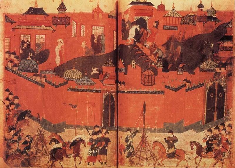 unknow artist The Mongolen Sturmen and conquer Baghdad in 1258 oil painting picture
